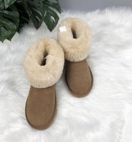 Botas de nieve básicas clásicas de Australia para mujer, zapatos de goma antideslizantes cálidos con forro de lana de cuero genuino 100% a media pantorrilla para invierno - details 3