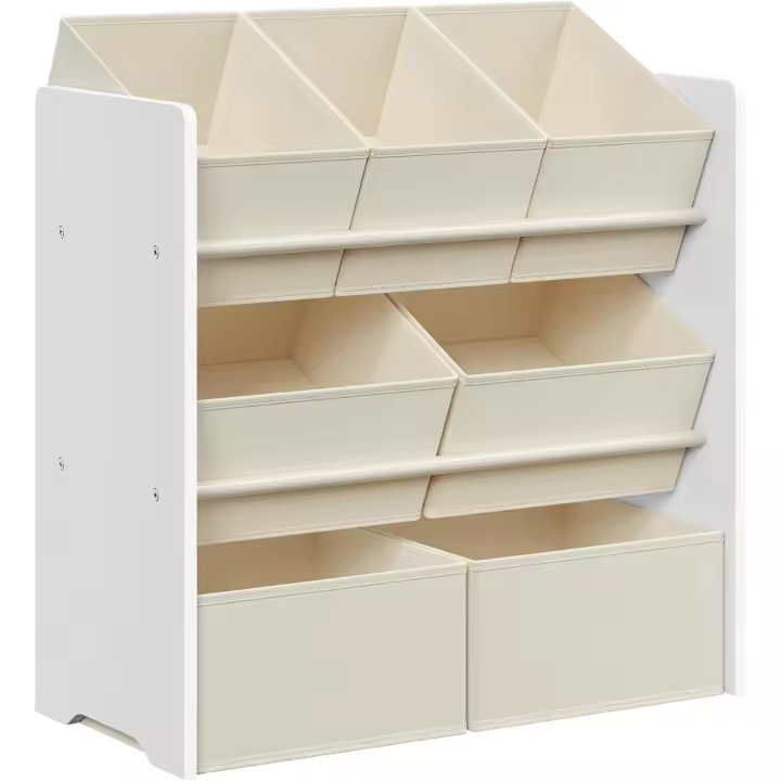 Caja de Juguetes para Libros Infantiles Estantería de 7 Cajas de Tela No Tejida, Espaciosa, 29,5 x 62,5 x 60 cm - 1