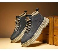 Zapatos de cuero para hombre, ropa de trabajo informal Retro británica, botines bajos de media caña, plantilla con cierre de botón, PU para invierno - details 16