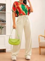 Pantalones de Manga Ancha de Alta Cintura para Mujer Primavera Otoño Pantalones Sueltos de Calidad con Cordón - details 12