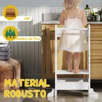 Taburete de Aprendizaje Ajustable para Niños +3 Años Seguridad en la Cocina Baño Blanco - details 2