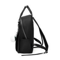 Mochila ligera e impermeable para mujer, bolso de viaje informal, Bola de felpa bonita, color rojo, azul y negro - details 18