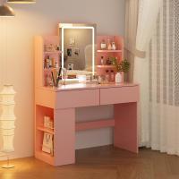 Tocador de Maquillaje con Espejo y Luz LED Regulable, Tocador de Maquillaje con 2 Cajones y 4 Estantes, Estante Inferior, Escritorio Moderno para Dormitorio, 90 x 40 cm, Blanco - details 23