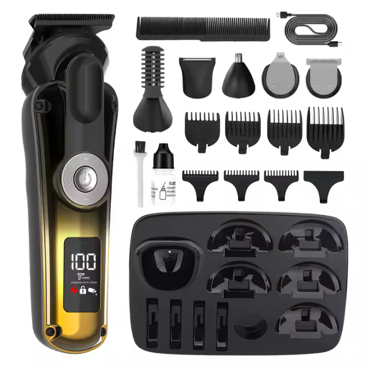 Juego de corte de pelo multifuncional todo en 1, peluquería, hogar, lavado de cuerpo entero, tijera de empuje eléctrica, maquinilla de afeitar, dispositivo para el cabello de la nariz - 1