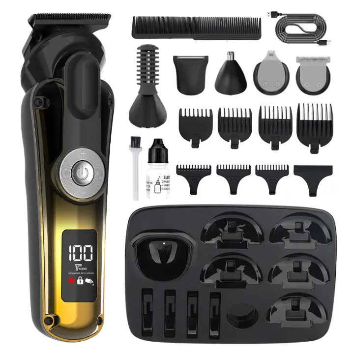 Juego de corte de pelo multifuncional todo en 1, peluquería, hogar, lavado de cuerpo entero, tijera de empuje eléctrica, maquinilla de afeitar, dispositivo para el cabello de la nariz - 1