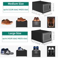 Organizador de Zapatos de Plástico Transparente con Puerta 12 Set, Plegable y Apilable, Tamaño 35,7 x 27,6 x 20,8cm Negro - details 1