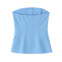ZOCI- 2025 mujer moda Primavera Verano chaleco sin tirantes estilo conjuntos de Top Casual ajustado pantalones plisados de cintura alta trajes - details 3