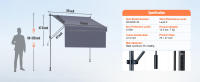 SucceBuy Toldo de patio retráctil, con manivela manual. Altura ajustable. Toldo para patio al aire libre, adecuado para patio, balcón, patio. - details 11