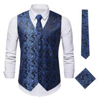 Elegante Chaleco Sin Mangas Vintage para Hombre Traje Formal con Corbata, Gemelos y Pañuelo para Boda Fi - details 1