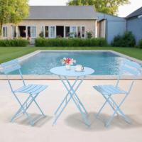 Muebles de exterior, juego de mesa de bistró, mesa y sillas de acero de 3 piezas, juego de bistró plegable para césped, balcón, patio trasero - details 6