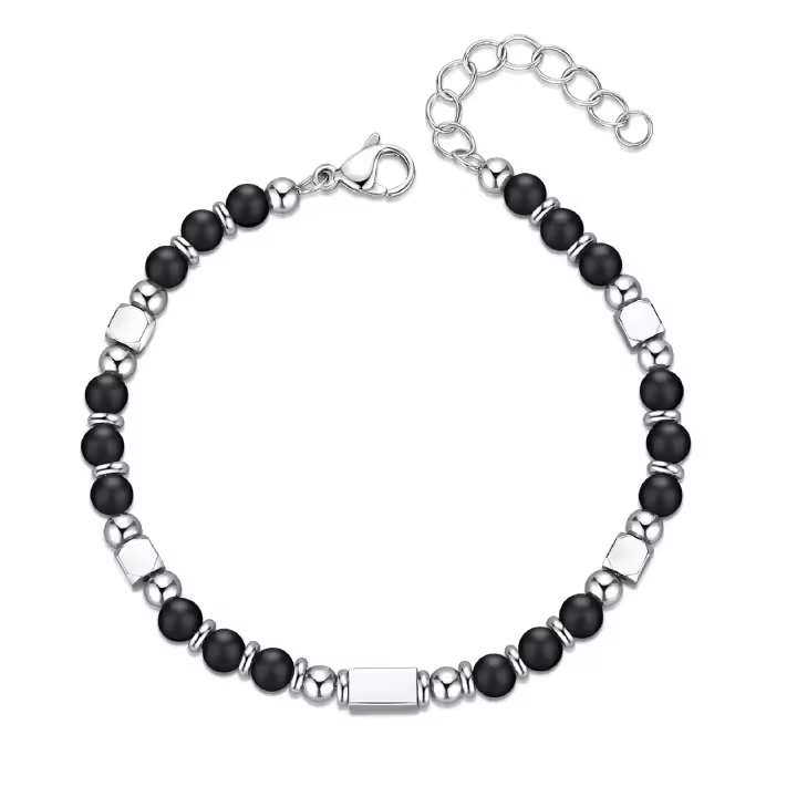Elegante Pulsera de Perlas Turmaaa de Obsidiana Auténtica Joyería de Acero Inoxidable para Hombres y Mujeres Accesorios DIY de Moda - 1