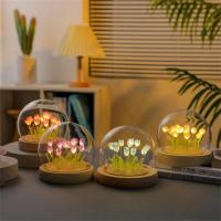 Flor de tulipán Artificial, adornos de luz nocturna hechos a mano, mesita de noche DIY, lámpara LED de noche, decoración de escritorio para dormitorio, regalos de cumpleaños, lámpara de mesa - details 5