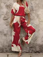 Ropa de mujer nueva europea y americana con cuello en V, estampado digital a rayas, pantalones de bolsillo de manga corta, conjunto de dos piezas - details 1
