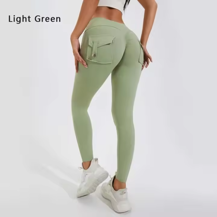 DIAS FIT JOY Pantalones de yoga de nailon, cansados ​​con bolsillo en el trasero, pantalones deportivos de fiesta para mujer, levantamiento de cadera, transpirables, línea en T - 1
