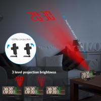 ORIA-reloj despertador Digital con proyección, dispositivo electrónico de mesa, LED, con temperatura y humedad, para el hogar, dormitorio y oficina - details 1
