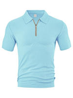 Hombre verano casual toalla suelta jacquard cremallera puerta digan hombre manga corta Polo - details 28