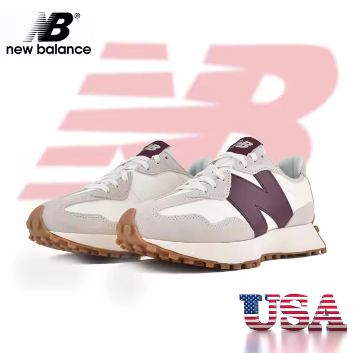 Leten 100% producto genuino original 327 NB zapatillas para correr - vino, zapatillas originales NB para hombres y mujeres zapatos de trabajo - 1