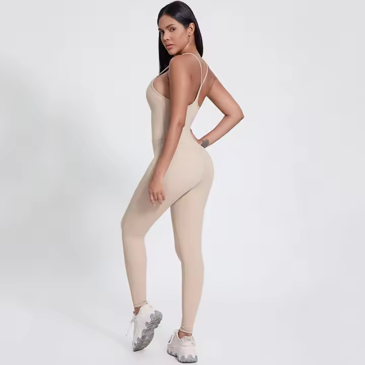 Traje de yoga sin costuras para mujer Mono de cuerpo completo Medias de fitness con espalda cruzada abierta - 1