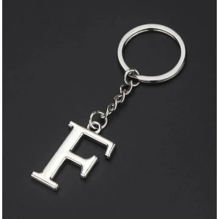 Llavero con letras de A-Z para hombre y mujer, anillo de Metal para llaves de coche, Color plateado Simple, regalo de fiesta - 1