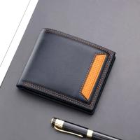 Cartera corta fina para hombre, monedero plegable de 2 posiciones, suave, resistente al agua y al desgaste, tarjetero de cuero M - details 3