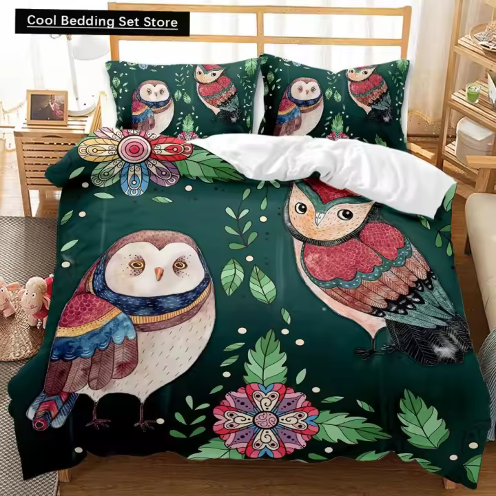 Juego de Cubierta de Edredón de Búho Ropa de Cama de Animal Lindo para Niños - 1