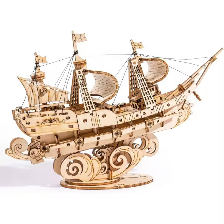 Rompecabezas 3D de Madera para niños y Adultos, Kits de construcción de Barcos, Juegos de Bricolaje artesanales - 1