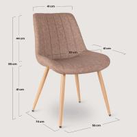 Juego de Sillas de Comedor ENA Latte Estilo Nórdico Vintage Asiento Acolchado, Respaldo Ergonómico, Diseño Elegante Color Beige Oscuro - details 2