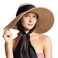 Sombrero de playa ancho para mujer, paja de cúpula con correa informal, nueva moda - details 1