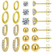 Conjuntos de pendientes de acero quirúrgico para múltiples perforaciones, pendientes de aro pequeños y ligeros, pendientes de tuerca CZ para mujer, cartílago de moda hipoalergénico - details 5