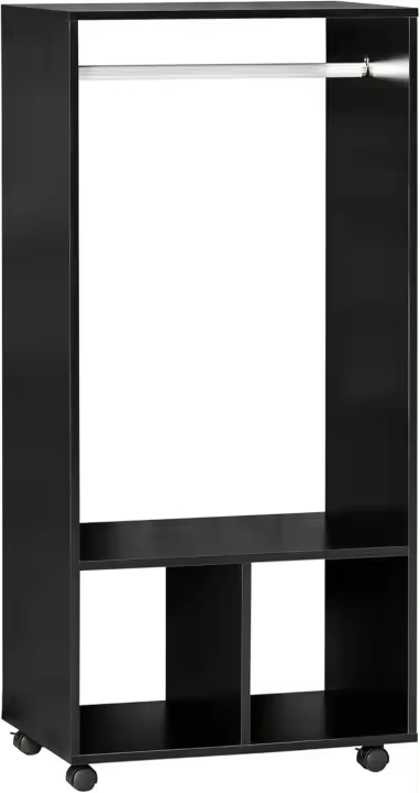 Armario de Ropa con Ruedas Organizador de Ropa de Dormitorio de 120x40x128cm en Negro - 1