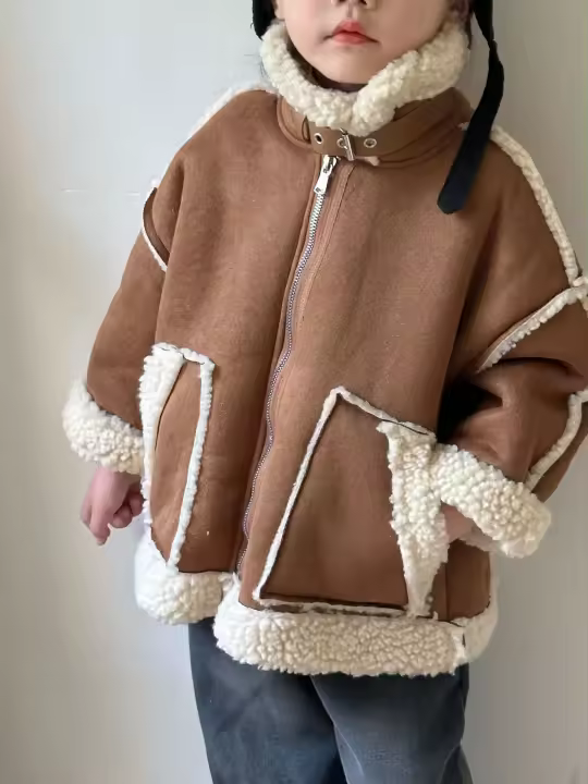 otoño con forro de cuero: calienta esto en invierno, ropa adecuada para niñas de 1 a 10 años - 1