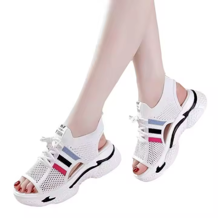 Sandalias de Playa para Mujer con Suela Gruesa Verano 2025 Nuevas Zapatos Deportivos Planos Blancos Casuales Antideslizantes - 1