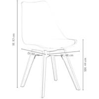 Silla lateral de mediados de siglo con asiento acolchado de plástico y patas de madera maciza de haya. - details 2
