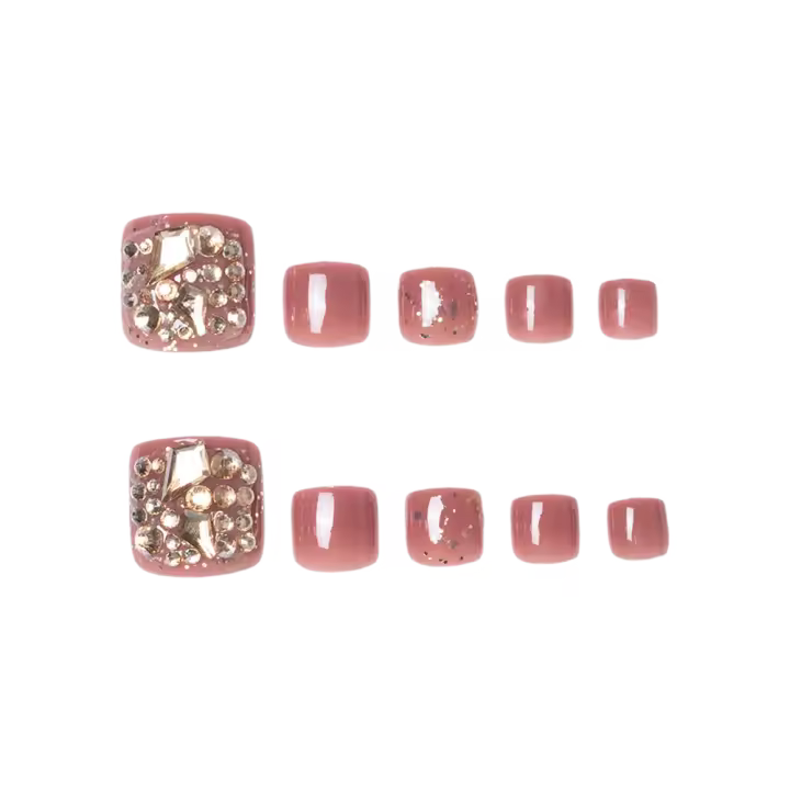 Uñas postizas de pie rosa brillante, adhesivo ultraflexible de larga duración para uso en escenario - 1