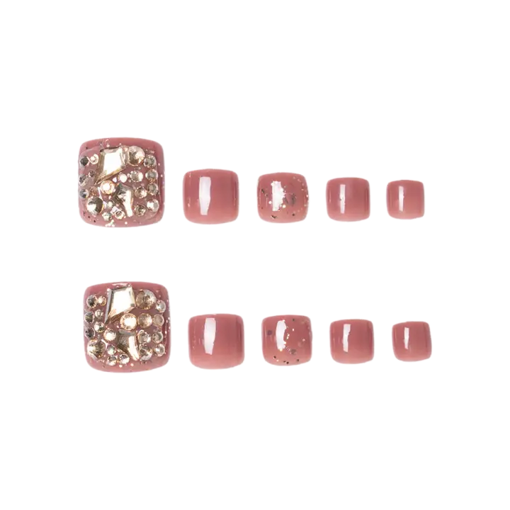 Uñas postizas de pie rosa brillante, adhesivo ultraflexible de larga duración para uso en escenario - 1