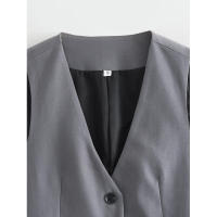 BUNO-Chaleco sin mangas para mujer, 15 colores, verano 2024, chalecos elegantes con cuello en V, chaleco de una sola botonadura, Tops, chalecos para mujer - details 6