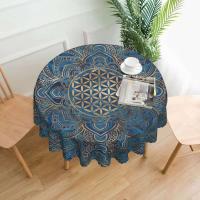 Mantel circular mandala, flor de loto de la vida, impermeable, resistente al aceite, 60 pulgadas, forma geométrica sagrada - details 170