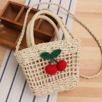 Bolsa de Playa Tejida de Cuerda de Papel Cereza 2025 Bolsa Oblicua de Hombro para Vacaciones al Mar - details 1