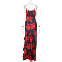 Nuevo vestido de verano ajustado con tirantes divididos y estampado para mujer - details 8