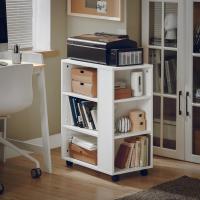 Mesa Auxiliar con 2 Estantes Consola Mesita de Noche con Ruedas Mesa Blanca Mesita 70 x 35 x 60 cm FBT34-W ES - details 45