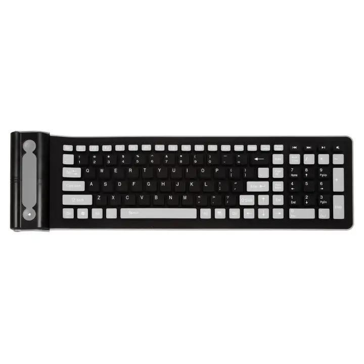 Teclado Inalámbrico Portátil de Silicona Suave Flexible, Impermeable, Lavable con Receptor USB para PC, Tablet, Laptop - 1