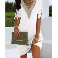 Vestido Mini de Fiesta Informal Color Sólido, Cuello en V, Moda Hecha a Mano, Lazo Rompe, Ropa de Calle de Fiesta - details 1