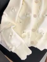 24 nuevo Otoño e Invierno wer idioma cárdigan de punto con perlas Sweetheart Daisy romántico borde ondulado suéter chaqueta - details 3