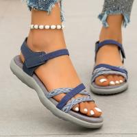Sandalias Planas de Moda de Verano para Mujeres Zapatos Deportivos al Aire Libre con Suela Antideslizante y Malla Transpirable Zapatos de Gancho y Bucle con Punta Abierta en Azul Marino - details 0