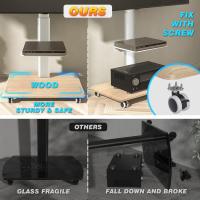Soporte de Televisión Móvil con Ruedas Soporte de Almacenamiento de TV de Madera Blanca Alto con Elevación +/-30° Para TV de 26-65 Pulgadas Max 35 KG Estante de Almacenamiento de Media y TV - details 1