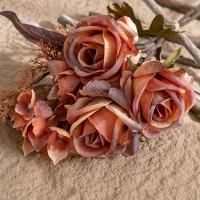 Accesorios de fotografía, ramo de rosas artificiales de tacto Real, elegantes flores de rosas de seda hechas a mano, plantas falsas de lujo, decoración de jardín al aire libre - details 12