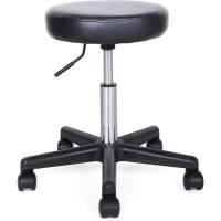 Giratorio Sobre Ruedas Regulable, 46-58 cm, Asiento de Cuero Sintético, Para Trabajo, Estudio, Oficina, Clínica Negro LJB61B - details 0