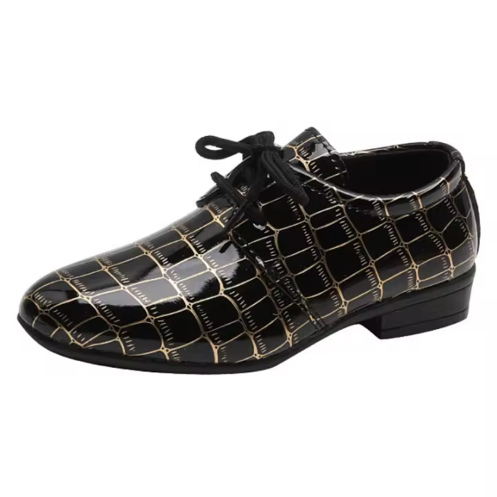 Zapatos planos informales de cuero para niños, antideslizantes para estudiantes, zapatos de boda para actuaciones escolares - 1