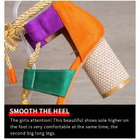 Women's Mix Color Round Heels Sandals Summer 2023 Lace Up Chunky High Heeled Gladiator Sandals Woman Roman Style Sandalias Mujer - details 3