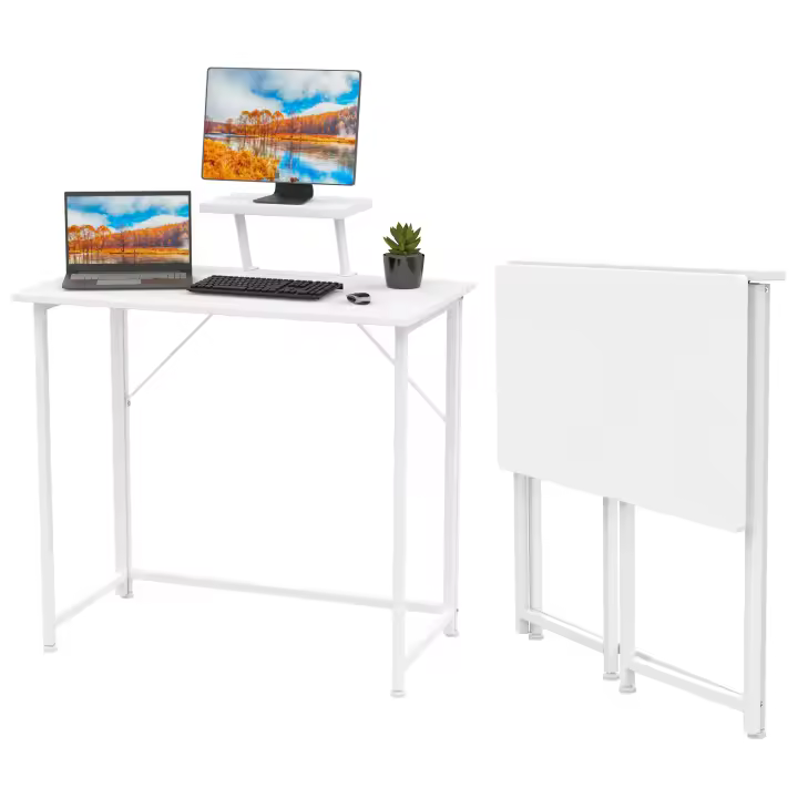 Rcynview  Escritorio Plegable Estilo Clásico Ancho de Escritorio de 80cm Profundidad de 45cm - 1